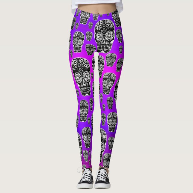 Leggings de Açúcar de Cranio Roxo (Frente)