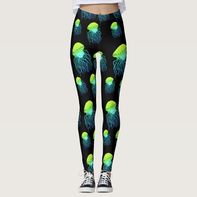 Leggings de águas-vivas - Geleias Neon Green Jelly (Frente)