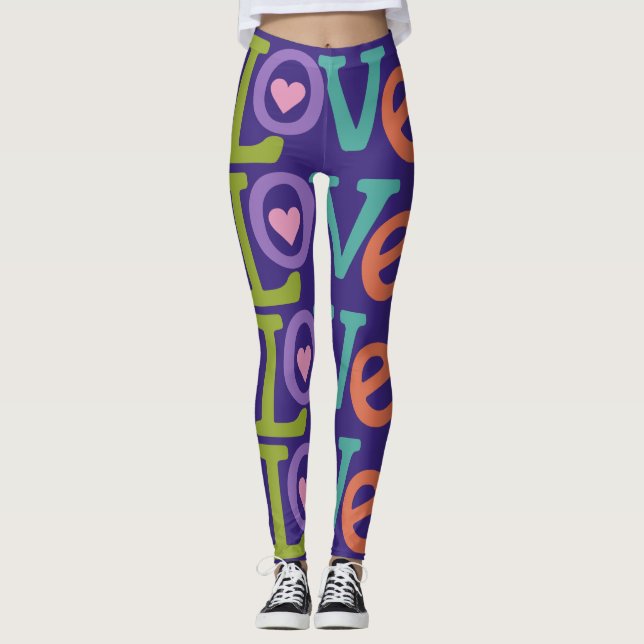 Leggings de amor coloridas (Frente)