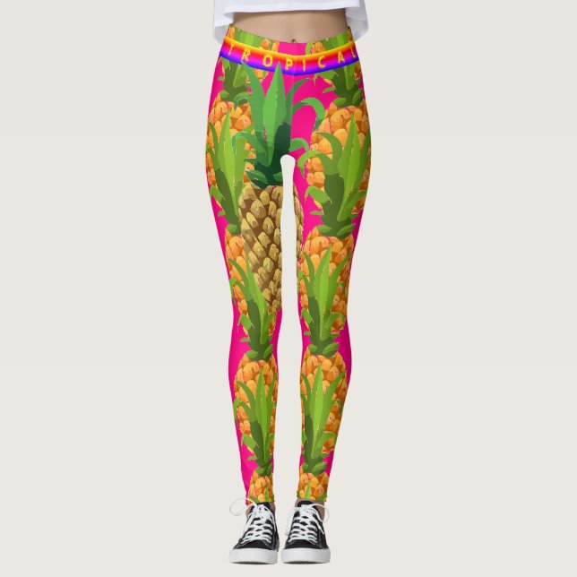 Leggings de amor cor-de-rosa abstrato (Frente)