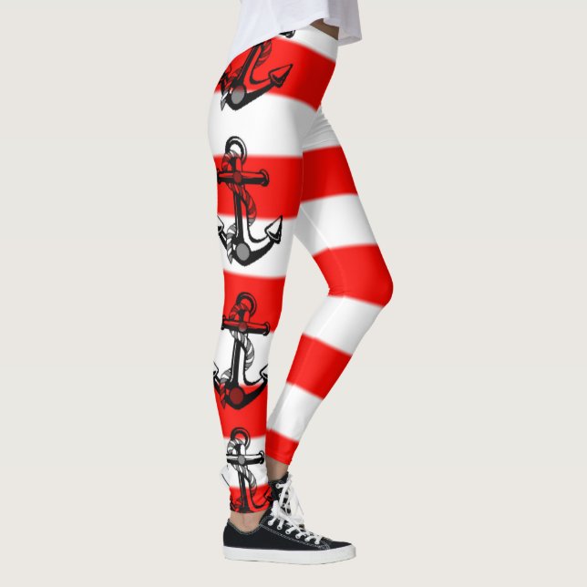 Leggings de Âncora Listrada Náutica (Direita)