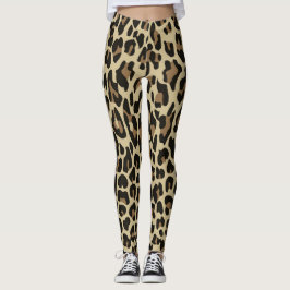 Leggings de animais de chita-leopardo-castanho