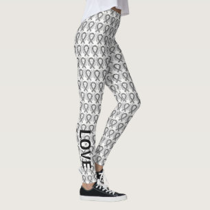 Leggings de anjo da fita de consciência branca e