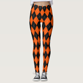 Leggings de Argyle Preto e Laranja