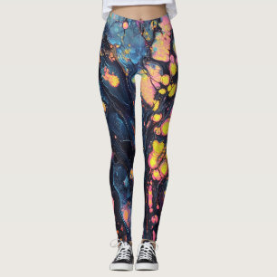 Leggings de arte abstrato iridescentes