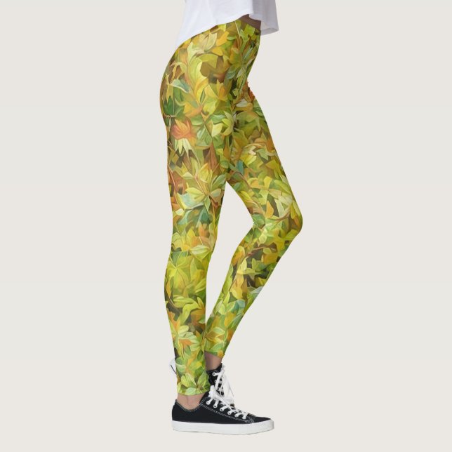 Leggings de Arte Aquarela em Verde (Direita)