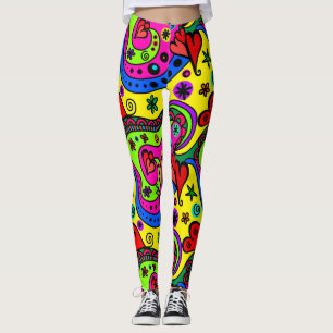 Leggings de Arte Colorida Selvagens
