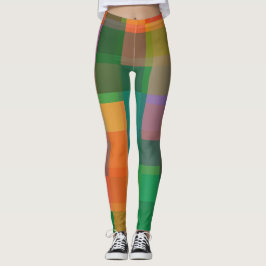 Leggings de arte de blocos coloridos abstrato