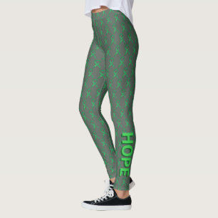 Leggings de Arte de Fita de Sensibilização Verde
