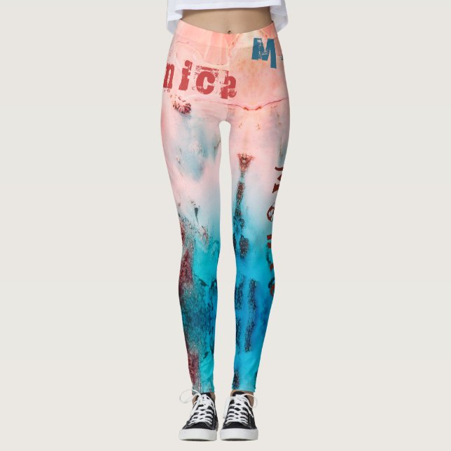 Leggings de Arte de Nomes Personalizados (Frente)