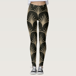 Leggings de Arte Deco Marrom e Bege Design