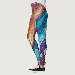 Leggings de Arte Turquesa Roxo