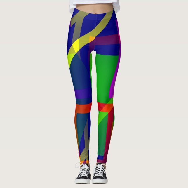 Leggings de Artefactos Gráficos de Cor Moderna (Frente)