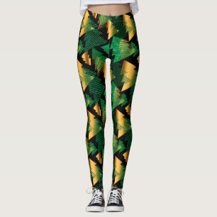 leggings de árvores de natal de ouro negro