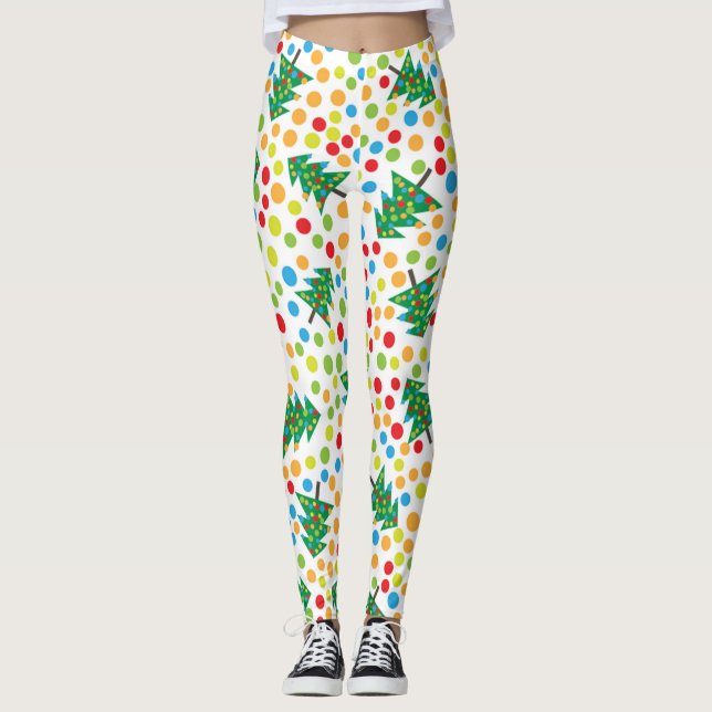 leggings de árvores de natal de pop art (Frente)