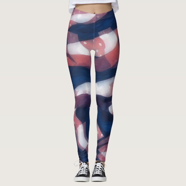 Leggings de Árvores Vermelhas e Azuis (Frente)