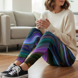 Leggings de Atividade com Padrão de Mármore Abstra