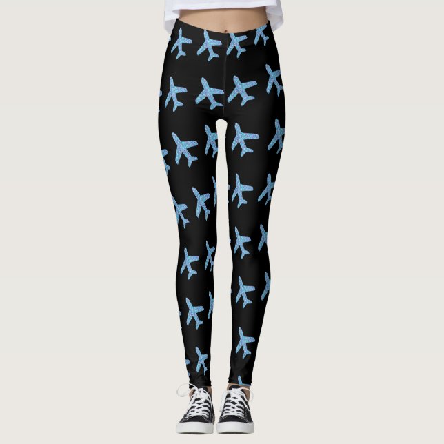 Leggings de aviões pequenos (preto) (Frente)