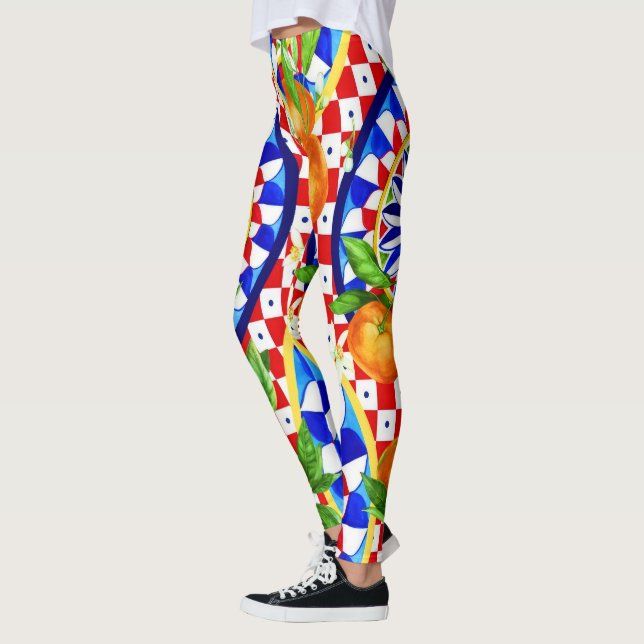 Leggings de Azulejos Citrus e Dolce mediterrâneos (Esquerda)
