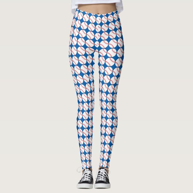 Leggings de Baseball Patriótico Azul Branco Vermel (Frente)