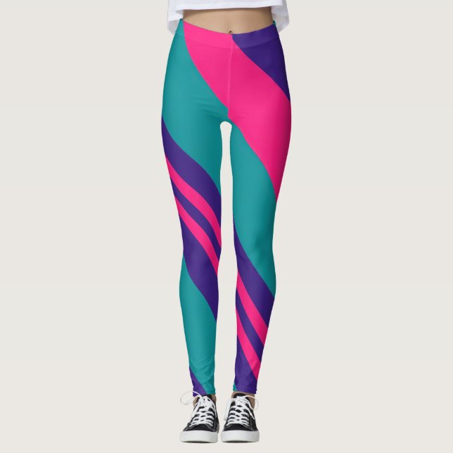 Leggings de Bloco de Cor com Redemoinho Abstrato R (Frente)