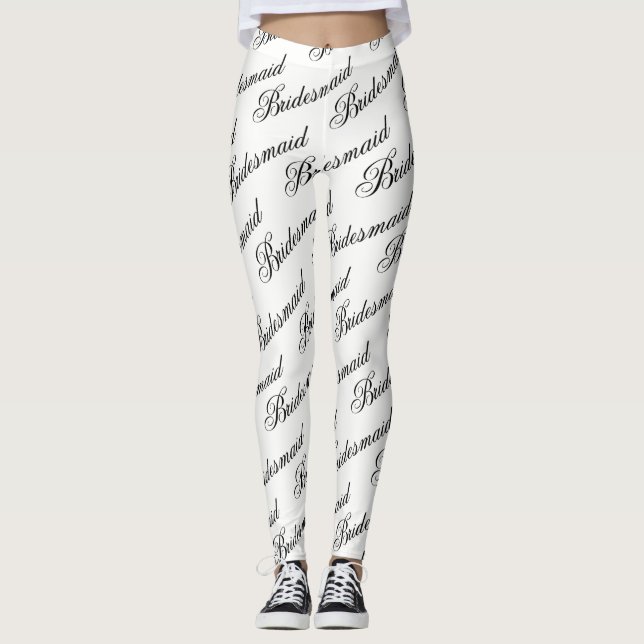 Leggings de Bridesmaid - Branco e Preto (Frente)