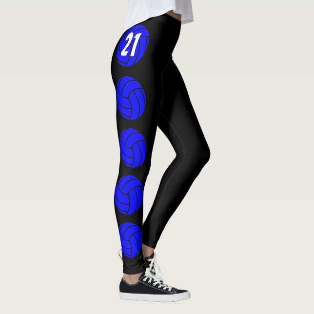 Leggings de calças de compressão de voleibol azul  (Direita)