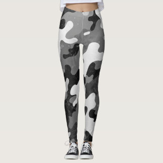 Leggings de Camuflagem Cinza Esportivas Elegantes