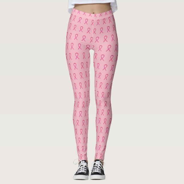 Leggings de Cancer de Fita de Sensibilização Rosa (Frente)