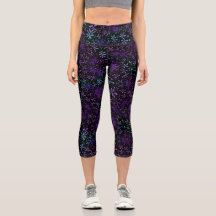 Leggings de Capri Floral Roxo e Azul