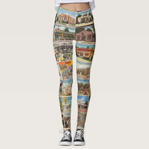 Leggings de Cartões Postais Antigos do Texas