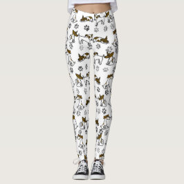 Leggings de Cartoon de Cachorro Branco