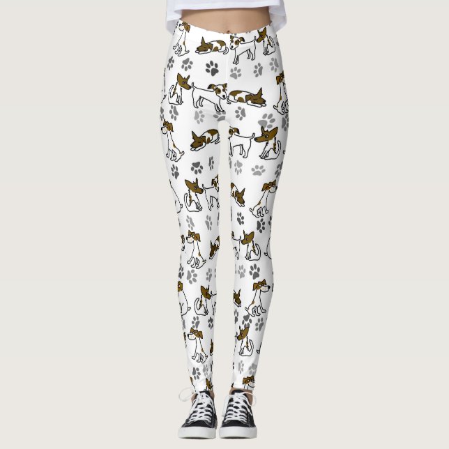 Leggings de Cartoon de Cachorro Branco (Frente)