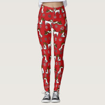 Leggings de Cartoon Jack Russell Vermelho