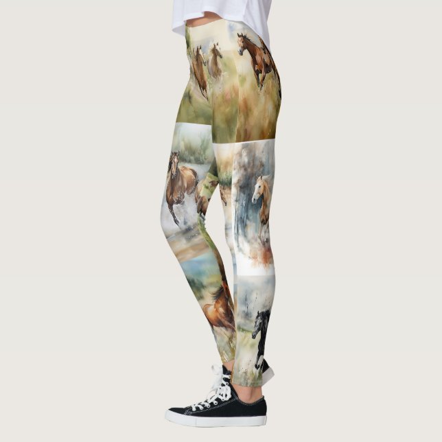 Leggings de Cavalos de Aquarela - Lindo (Esquerda)