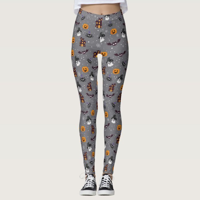 Leggings de Cinzas do Tema das Halloween (Frente)