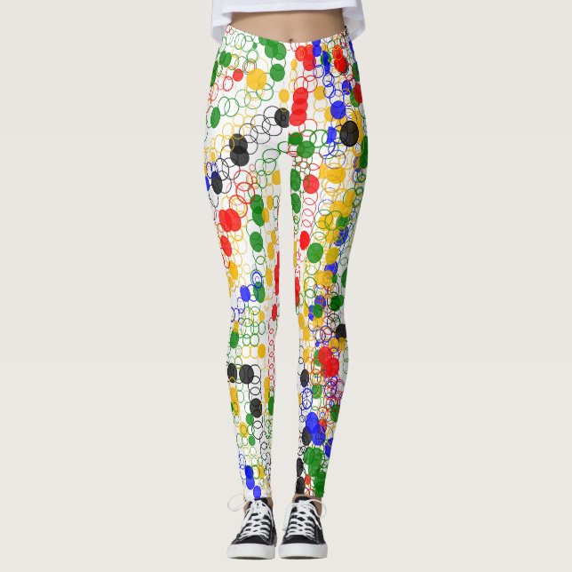 Leggings de Círculos de Arte Funky Deco (Frente)