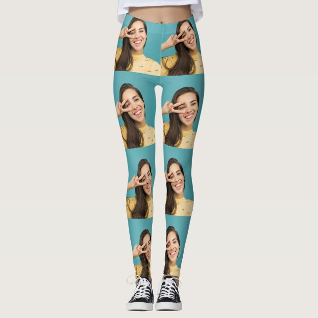 Leggings de colagem de fotos Impressão personaliza (Frente)