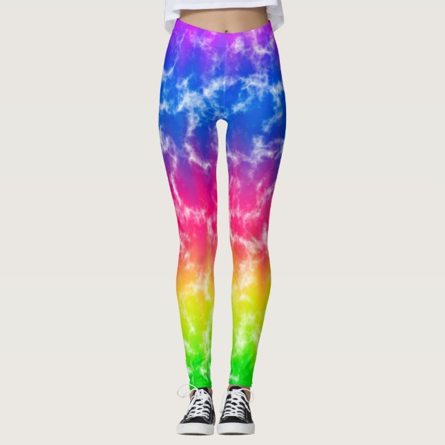 Leggings de colchetes de gradiente vibrante (Frente)