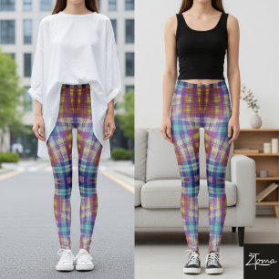 Leggings de Conforto Xadrez Vibrante