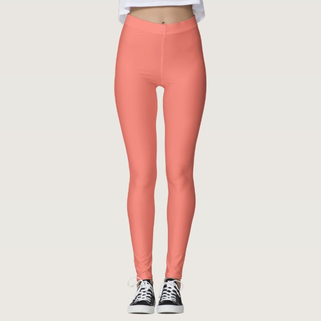 Leggings de cor simples salmões (Frente)