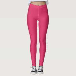Leggings de cor sólida vermelha cerise