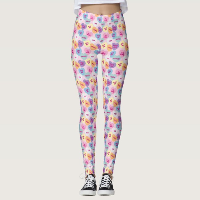 Leggings de Corações Candi (Cor-de-Rosa) (Frente)