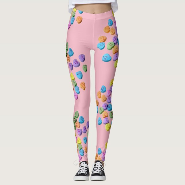 Leggings de Corações de Doces Dia dos Namorados Fo (Frente)