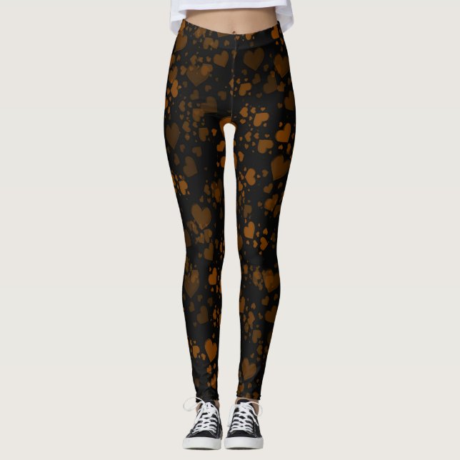 Leggings de corações padrão moderno elegante (Frente)