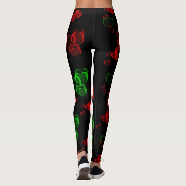 Leggings de corações padrão moderno elegante (Verso)