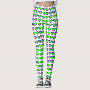 Leggings de Corações Roxos e Verdes