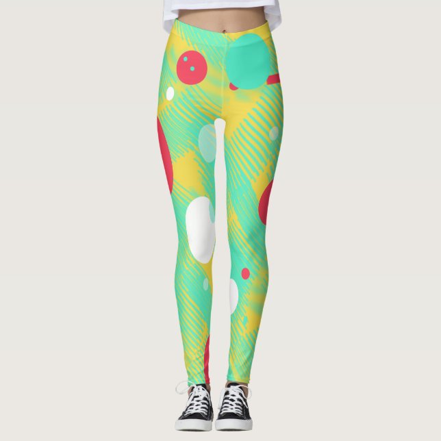 Leggings de cores brilhantes com vibrações positiv (Frente)