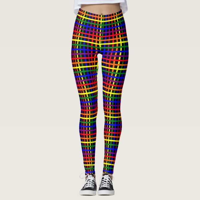 Leggings de cores do Pride do Padrão verificadas (Frente)