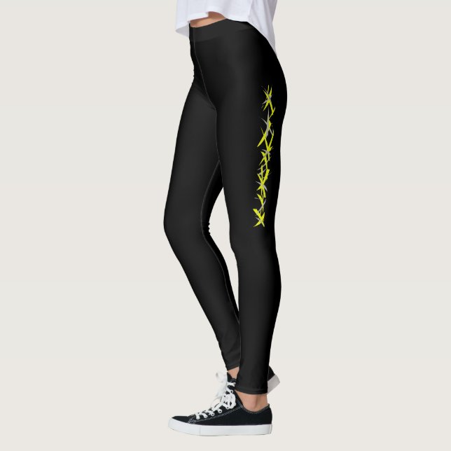 Leggings de Cores Pastel Amarelo Cinza Arte Abstra (Esquerda)